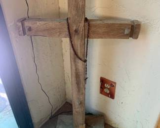 Antique Wooden Cross and Stand