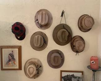 Custom Hats (more than pictured) by Trent L. Johnson, Brixton, Stetson, American Hat Company, Caspel Twin, Catalena Hatters, Resistol