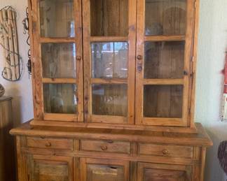 Rustic Pine Buffet / Hutch $1200 (missing one pane of glass) 58.5 x 19.5 x 78
