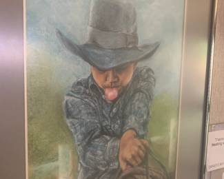 "The Littlest Cowboy" Barbara D. Lamb, 1991 Charcoal on Paper