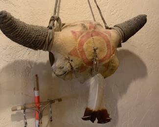 Painted Bison Skull
