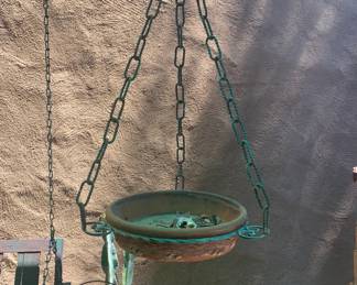 Hanging Terra Cotta and Wrought Iron Planter