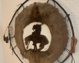 Native American Pelt Wall Hanging by Bob Rasch, Signed