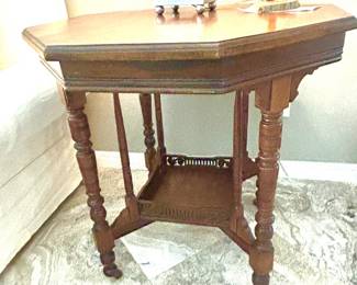 Antique English hex top table
