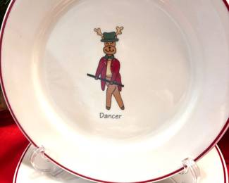 Set of reindeer dessert plates