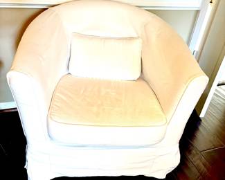 Pair matching slipcovered chairs