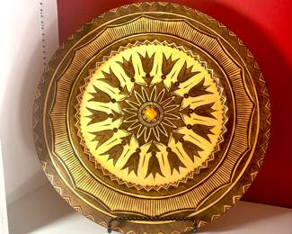 Signed and dated wood plate