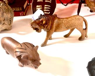 Wood African lions
