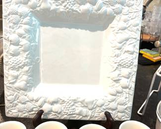 White fruit square serving platter
