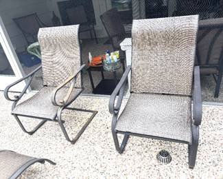Pair of mesh spring motion patio chairs
