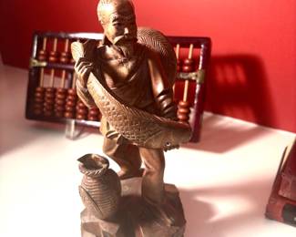 Vintage wood Japanese fisherman