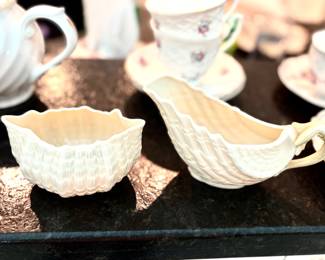 Belleek cream and sugar