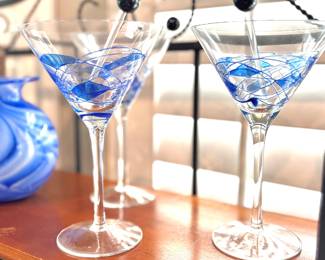 Cobalt martini glasses