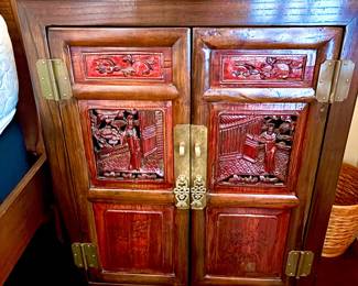 Outstanding pair of vintage carved cabinets