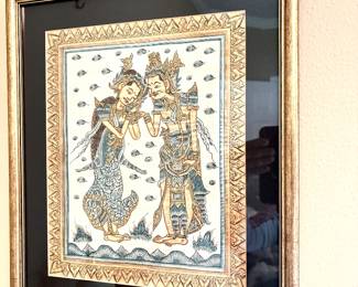 Custom framed Balinese batik