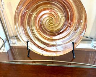 Large art glass charger