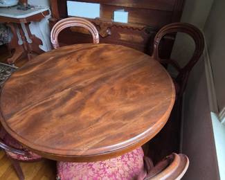 19th Century Tilt Table with 4 balloon back chairs