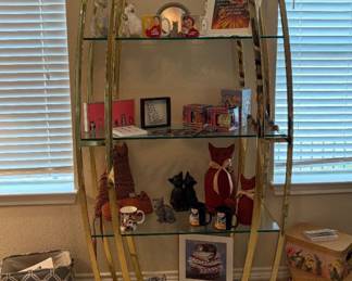 Milo Baughman brass and glass display unit