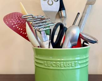 Le Creuset Utensil Holder & Assorted Utensils