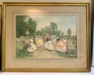 "Playing Tag in the Garden" Lithograph
