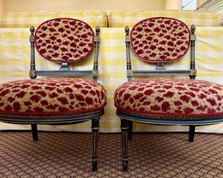 Antique Napoleon III Painted Gilded Chairs