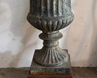 (2) Cast Iron Planters on Plinths