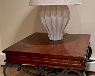 Side Table with Scrolled Iron Base