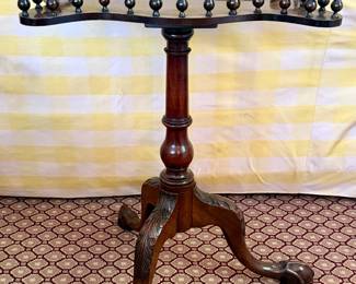 Vintage Galleried Tilt Top Table