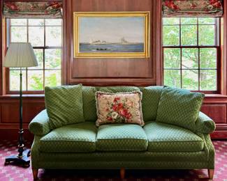 Upholstered Isenhour Furniture Emerald Green 3-Cushion Sofa