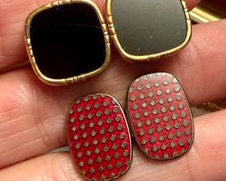 Onyx & Sterling & Enamel Cufflinks