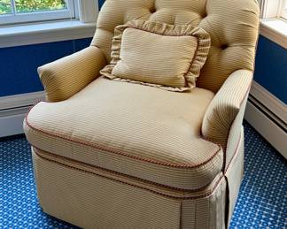 Calico Corners Upholstered Armchair, Yellow Ginham Check