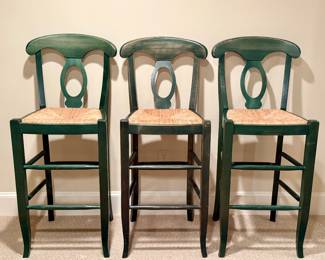 (3) Pottery Barn Stools with Rush Seats