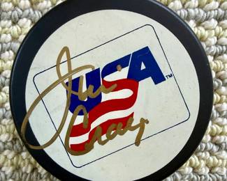 Autographed Jim Craig Hockey Puck