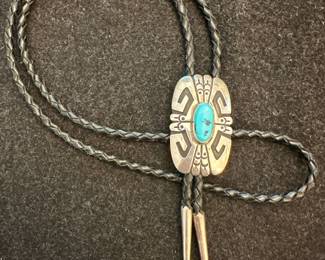 Tommy Singer, Navajo, Sterling & Turquoise Bolo Tie