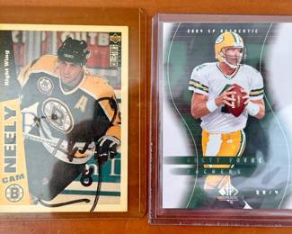Autographed Cam Neely & Brett Favre Trading Cards