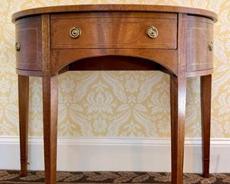 Baker Demilune Table with Drawer and side storage