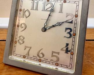 Antique Shreve, Crump & Low Art Deco Swiss Desk Clock