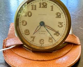 Vintage Concord 8-day Swiss Travel Alarm Clock with Leather Case