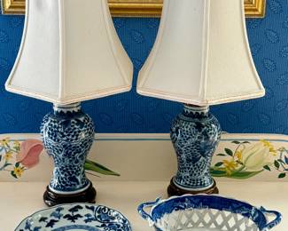 Blue and White Chinoiserie Lamps