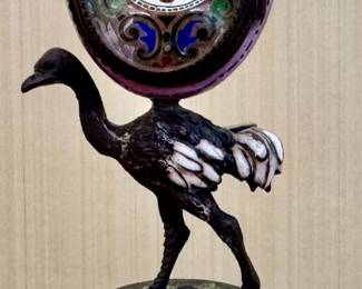 Antique Viennese Silver Gilt & Enamel Table Clock