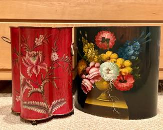 Hand Painted Toleware Bins
