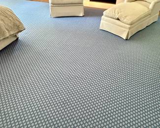 Large Bound Blue and White Rug