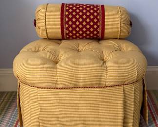Matching Calico Corners Upholstered Ottoman with Matching Bolster