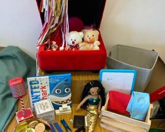 VBB108 A Cute Red Treasure Chest Filled With Various Toys & Trinkets