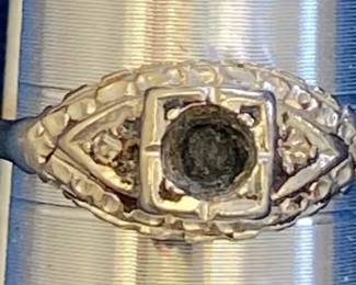 VBB523 Vintage 14k Gold Art Deco Style Semi-mount Ring