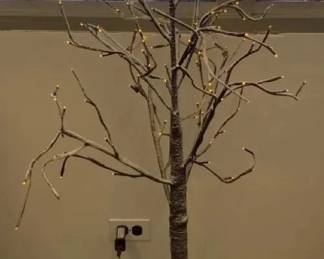 VBB150 Approx. 52" Tall Artificial Snowy Twig Tree w/Pre-lit Warm White LED lights