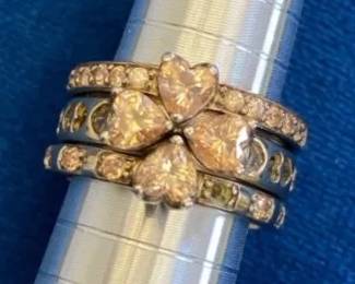 VBB216 Folli Follie Sterling Silver Cubic Zirconia Clover Ring Set 4-Piece Heart Stackable