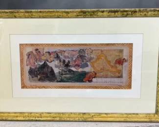VBB130 Gold Framed Hawaiian Mixed-media Print, "O'ahu Aloha #1" by Kahula