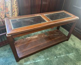 #32 - $80 -Console table glass inserted in wood frame 51x17x26