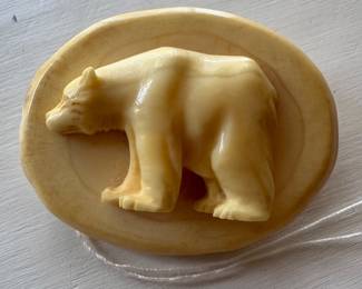 #16 - $80 Antique Ivory style bear pin 2"wide